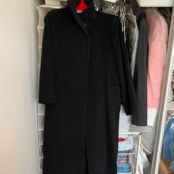Black Long Lamb wool and Angora Coat - Picture 1 of 2